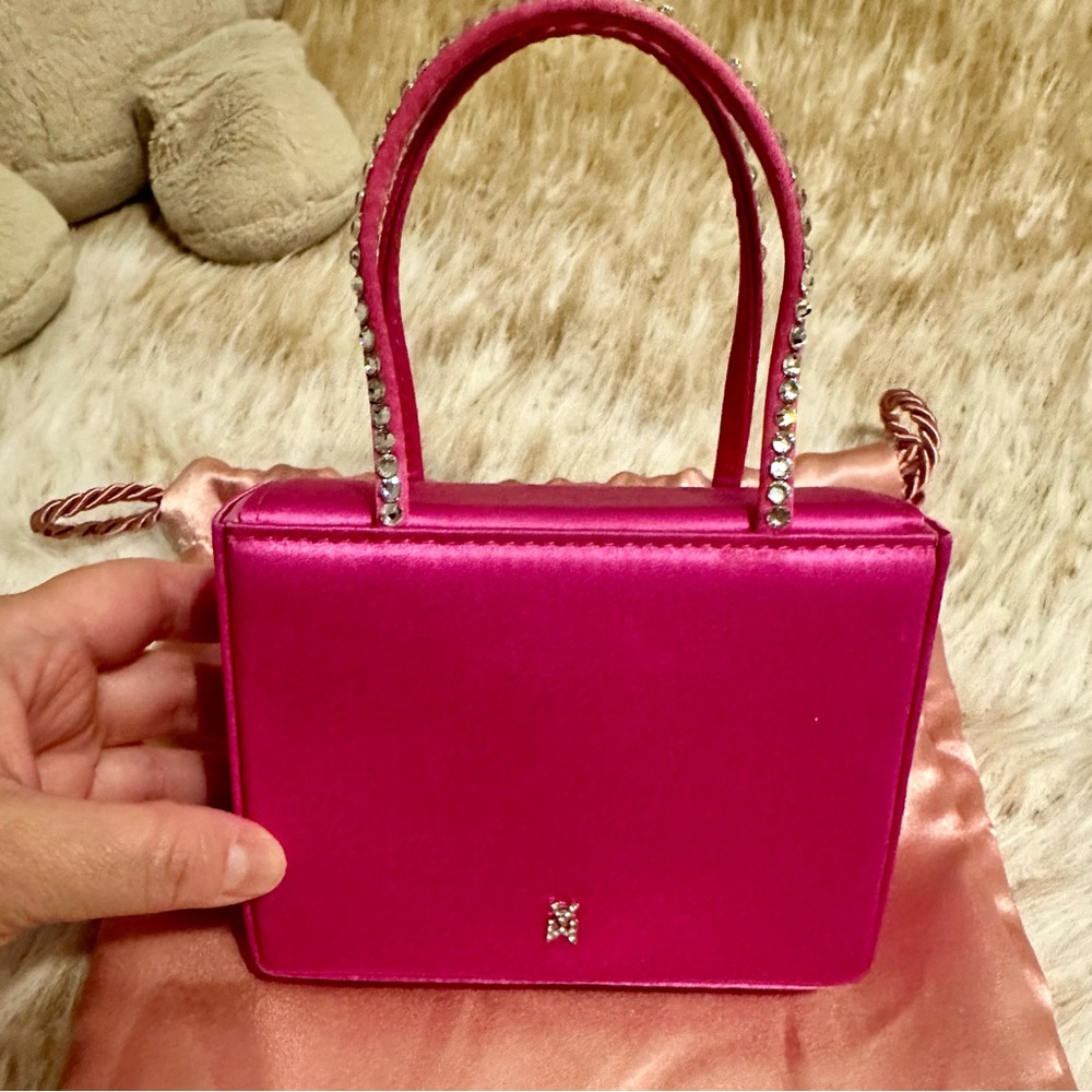 AMINA MUADDI MINI CRYSTAL EMBELLISHED SATIN BAG